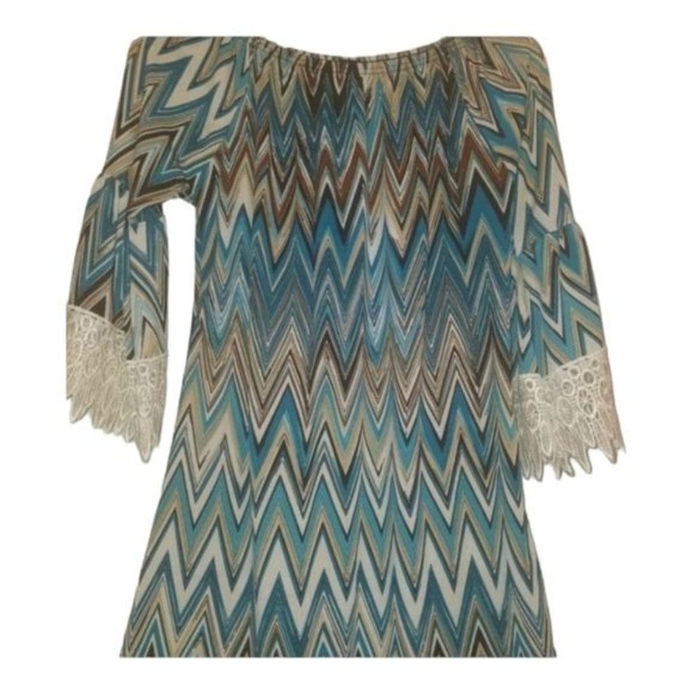Bohemian WinWin Half Sleeve Boho Lace Tunics Chevron Multicolor Small Medium